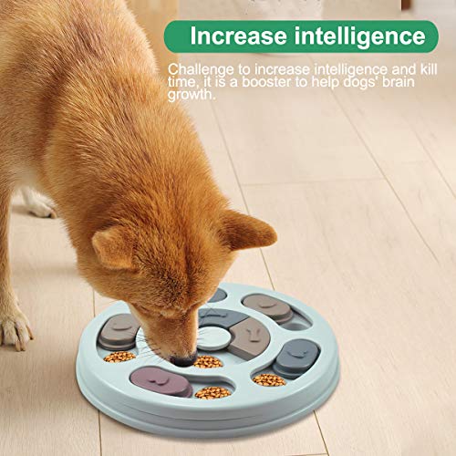 Pinsheng Juguete de Puzle para Perros, Dispensador de Premios para Perrito, Alimentador de Juegos de Entrenamiento, Juguete Interactivo sin Derrames(Azul)