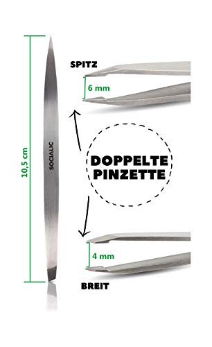 Pinzas de extracción de garrapatas originales Socialic con doble punta y gancho para garrapatas con mango extralargo, juego de acero inoxidable, protección de garrapatas para humanos y animales