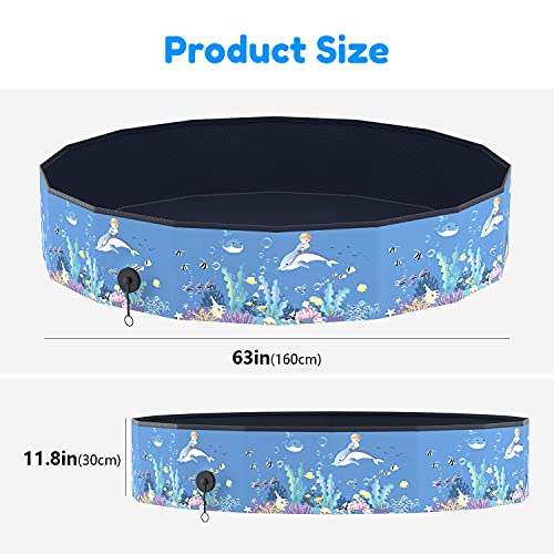 Piscina para Perros, Aytop Bañera Plegable para Mascotas Piscina Portátil de PVC para Niños, Piscinas con Pelotas Patujaritas para Perros Pequeños y Gatos Azul (160 x 30 cm)