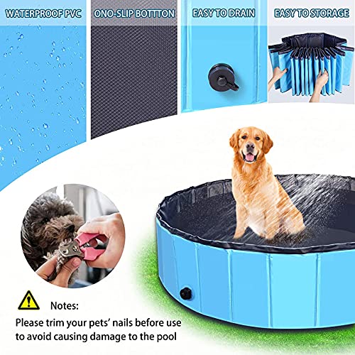 Piscinas plegables para perros Piscina para perros y mascotas Piscina plegable para perros Piscina para mascotas Tina de baño Piscina plástico duro para niños, para perros, gatos, niños (160 × 30 cm)