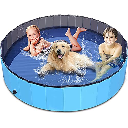 Piscinas plegables para perros Piscina para perros y mascotas Piscina plegable para perros Piscina para mascotas Tina de baño Piscina plástico duro para niños, para perros, gatos, niños (160 × 30 cm)