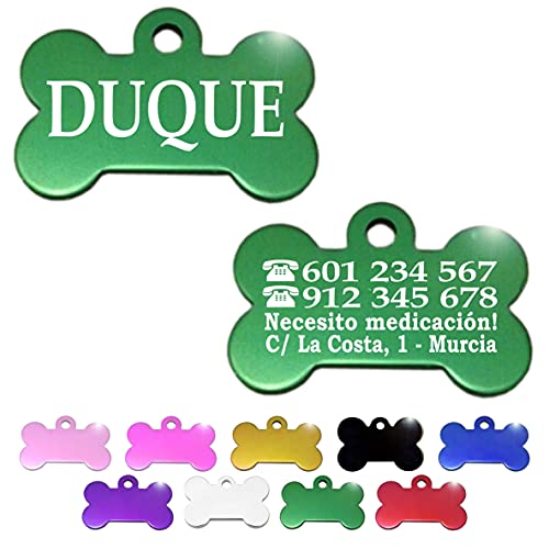 Placa Chapa de identificación Personalizada para Collar Perro Gato Mascota (Verde)