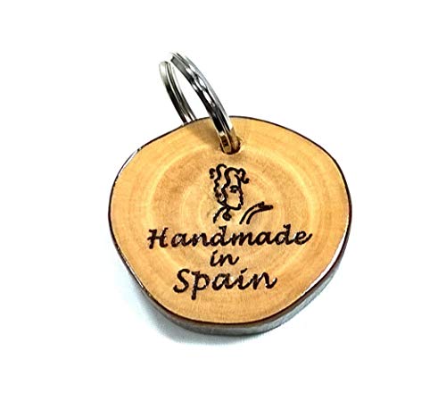 Placa Identificación para Perro y Gato, Etiqueta Identificativa Personalizada, Grabado de Nombre, Teléfono y Dirección, Hecho Mano de Madera Olivo, Llavero Acero Inoxidable, Pequeño, Mediano & Grande