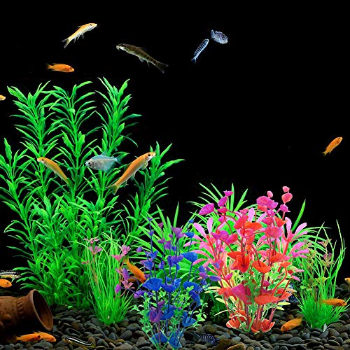 Plantas Planta De Acuario,QSXX 3 Piezas Plantas de Acuario Artificialmente Elegante y Hermosa Plantas De Plástico Para Decoración De Acuarios Para Pecera,Decoración Del Hogar Acuario Artificial