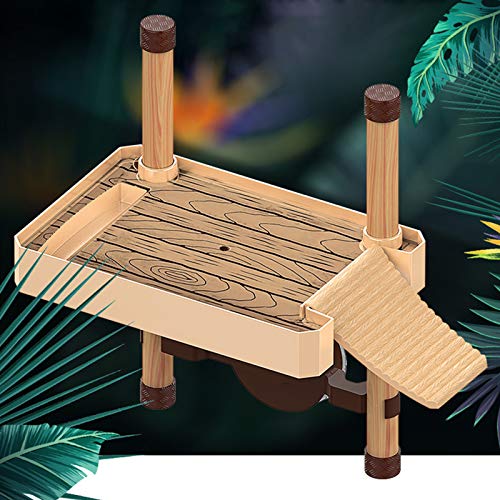 Plataforma Flotante para Tomar el Sol de Tortugas Holzsammlung, Muelles, Rampas, Areas para Tomar el Sol para Reptiles Turle, Plataforma para Acuarios con Peceras, Terraza para Descansar Tortugas.A-S