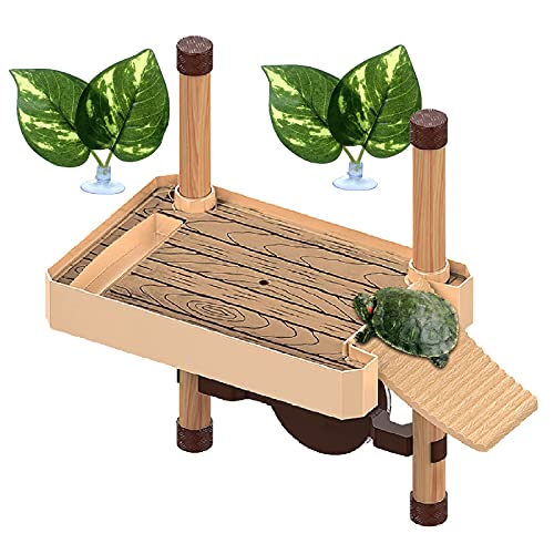 Plataforma Flotante para Tomar el Sol de Tortugas Holzsammlung, Muelles, Rampas, Areas para Tomar el Sol para Reptiles Turle, Plataforma para Acuarios con Peceras, Terraza para Descansar Tortugas.A-S