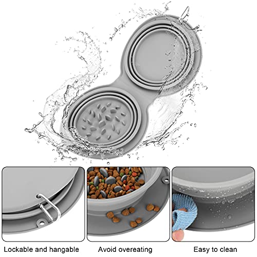 Plegable comedero Perro , Portátil Juego de Cuencos de Viaje para Gatos y Perros, con mosquetón y Almohadilla de Silicona Antideslizante, Adecuado para Viajes al Aire Libre, campamentos y Caminatas