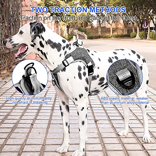 Podazz Arnés para perro sin tirar, para cinturones de seguridad de perro grandes, medianos y pequeños, arnés de chaleco reflectante con clip frontal(negro, L)