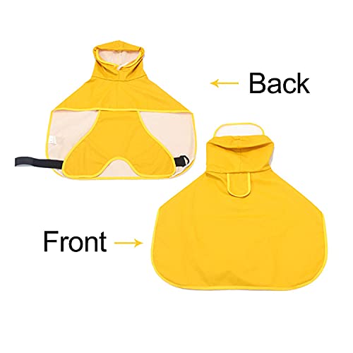 Podazz Poncho con capucha para perro pequeño mediano, impermeable de poliuretano para perros y gatos, ropa, ultraligero, transpirable, amarillo, M