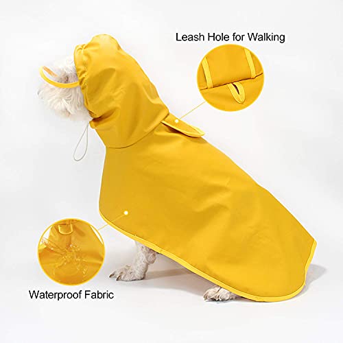 Podazz Poncho con capucha para perro pequeño mediano, impermeable de poliuretano para perros y gatos, ropa, ultraligero, transpirable, amarillo, M