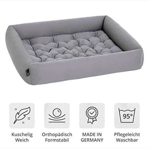 Pointer Set - Cama para Perro con Almohada, Cómodo Casa para Mascotas, Cesta Rectangular, Colchoneta para Perros pequeños, medianos y Grandes - Lavable a 95°C en Todo - tamaño (XL, Gris Claro)