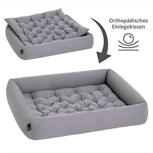 Pointer Set - Cama para Perro con Almohada, Cómodo Casa para Mascotas, Cesta Rectangular, Colchoneta para Perros pequeños, medianos y Grandes - Lavable a 95°C en Todo - tamaño (XL, Gris Claro)