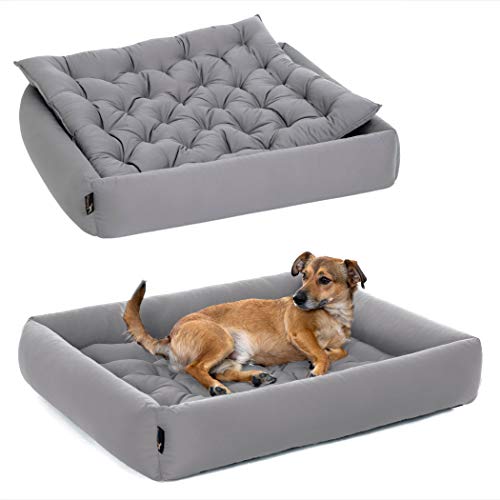 Pointer Set - Cama para Perro con Almohada, Cómodo Casa para Mascotas, Cesta Rectangular, Colchoneta para Perros pequeños, medianos y Grandes - Lavable a 95°C en Todo - tamaño (XL, Gris Claro)