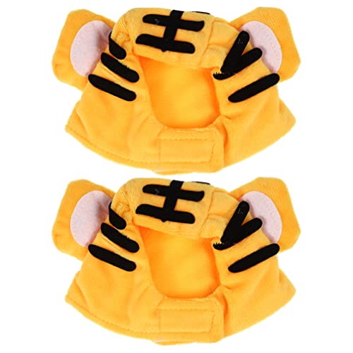 POPETPOP 2 Unids Peluche de Algodón de Algodón Sombrero Amarillo Tigre Perrito Casquillo Ajustable Cumpleaños Headwear Año Nuevo Día Fiesta Accesorio para Gatito Puppy Dress Up