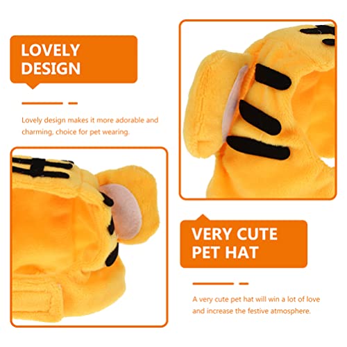 POPETPOP 2 Unids Peluche de Algodón de Algodón Sombrero Amarillo Tigre Perrito Casquillo Ajustable Cumpleaños Headwear Año Nuevo Día Fiesta Accesorio para Gatito Puppy Dress Up