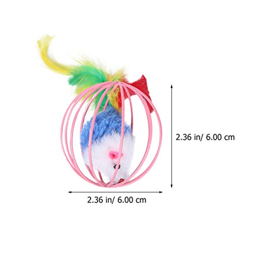 POPETPOP 4 Piezas Jaula de Juguete para Gatos Bola de Rata Juguete de Felpa para Ratón Muñeca de Rata Sintética Kitty Mordedura de Dientes Limpieza Masticación Juguete Interactivo para