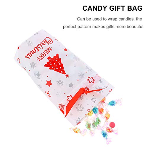 POPETPOP 50pcs Tema navideño Cajas de Almacenamiento de Dulces Bolsas de Lazo de Embalaje de Regalo de Dibujos Animados Favor de Fiesta de Navidad para niños