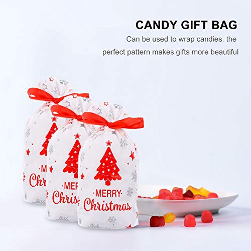 POPETPOP 50pcs Tema navideño Cajas de Almacenamiento de Dulces Bolsas de Lazo de Embalaje de Regalo de Dibujos Animados Favor de Fiesta de Navidad para niños