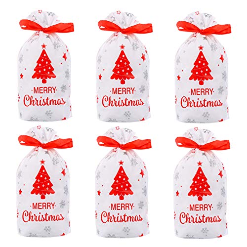 POPETPOP 50pcs Tema navideño Cajas de Almacenamiento de Dulces Bolsas de Lazo de Embalaje de Regalo de Dibujos Animados Favor de Fiesta de Navidad para niños