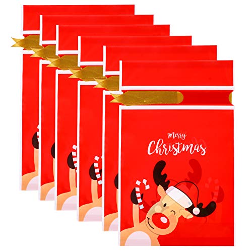 POPETPOP 50pcs Tema navideño Cajas de Almacenamiento de Dulces Bolsas de Lazo de Embalaje de Regalo de Dibujos Animados Juguete de Navidad para niños