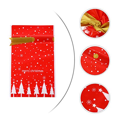 POPETPOP 50pcs Tema navideño Cajas de Almacenamiento de Dulces Bolsas de Lazo de Embalaje de Regalo de Dibujos Animados Juguetes navideños para niños