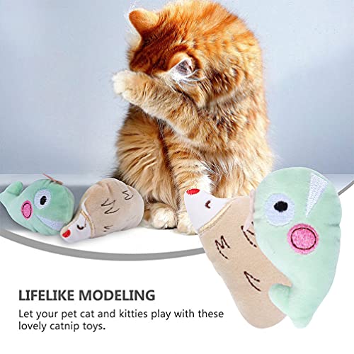 POPETPOP 8 Piezas Gato Catnip Peluche Animal de Peluche Rata Pez Mordedura Masticar Muñecas Gato Ratón Juguete Gatito Morder Juguete Chirriante para Perro Gato Mascota Suministros Estilo