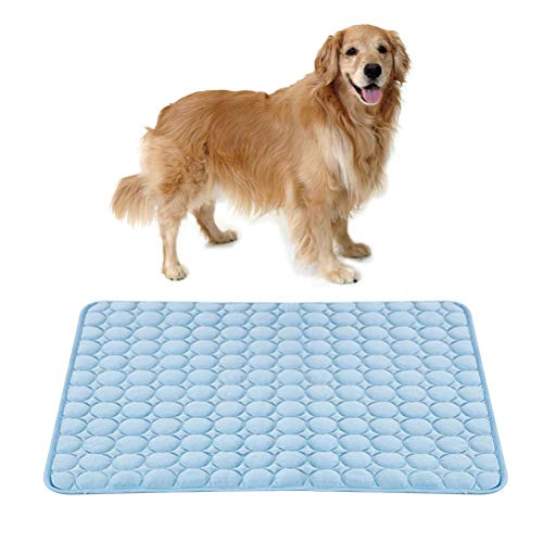 POPETPOP Almohadilla de Refrigeracion del Verano para Animal Doméstico Colchoneta Transpirable para Dormir Manta Frio para Perro y Gato (63x50cm, Azul)