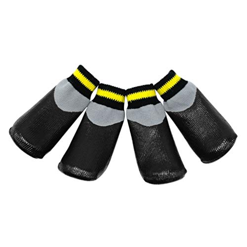 POPETPOP Botas para Perros Zapatos Impermeables para Perros Protectores Botines de Invierno con Calcetines Antideslizantes para Perros pequeños medianos Grandes - Negro (Talla 1)