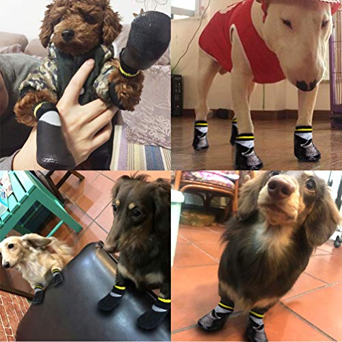 POPETPOP Botas para Perros Zapatos Impermeables para Perros Protectores Botines de Invierno con Calcetines Antideslizantes para Perros pequeños medianos Grandes - Negro (Talla 1)