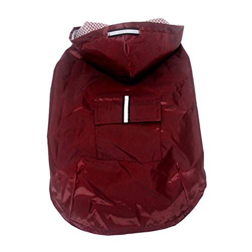 POPETPOP Chubasquero con capucha para perros de tamaño mediano y grande, reflectante, con orificio para arnés, bolsillos, chaqueta de lluvia (Rojo, 5XL)