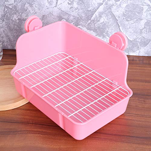 POPETPOP Inodoro para mascotas, bandeja para entrenamiento de baño, caja de arena para perro, conejo, cobaya, tamaño grande (rosa)