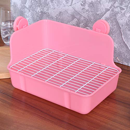 POPETPOP Inodoro para mascotas, bandeja para entrenamiento de baño, caja de arena para perro, conejo, cobaya, tamaño grande (rosa)