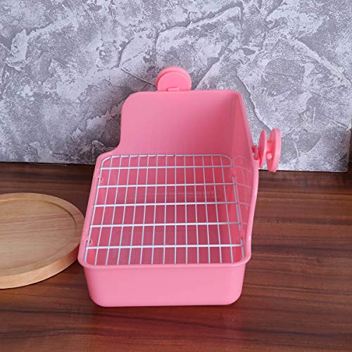 POPETPOP Inodoro para mascotas, bandeja para entrenamiento de baño, caja de arena para perro, conejo, cobaya, tamaño grande (rosa)