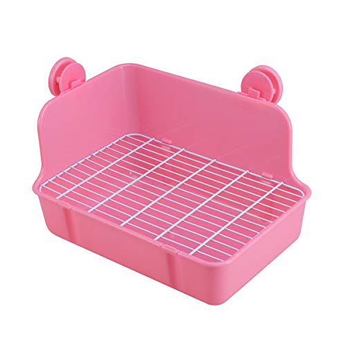 POPETPOP Inodoro para mascotas, bandeja para entrenamiento de baño, caja de arena para perro, conejo, cobaya, tamaño grande (rosa)