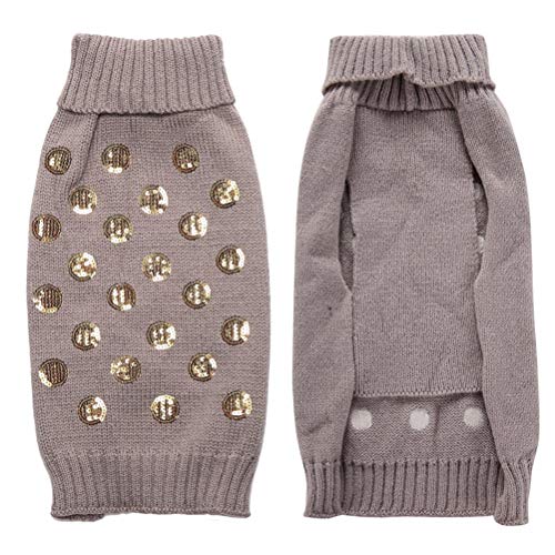 popetpop para Jerseys de invierno para perros y gatos Jersey Calor para Perro Cachorro de pequeño Medio (Gris)