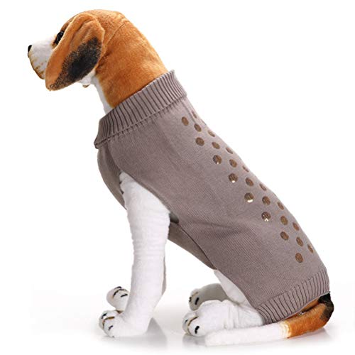 popetpop para Jerseys de invierno para perros y gatos Jersey Calor para Perro Cachorro de pequeño Medio (Gris)