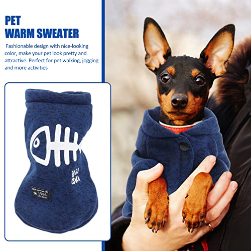 POPETPOP - Ropa cálida para perros y gatos, jersey de invierno para perros, chaleco para perros de talla pequeña, color azul