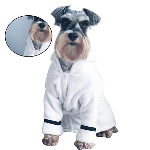 POPETPOP Ropa para Perros Sudadera con Capucha para Mascotas Bata de Baño de Secado Rápido Absorbente Bata Caliente Duradera con Capucha Camisón Albornoz Ropa de Dormir para Mascotas de Viaje