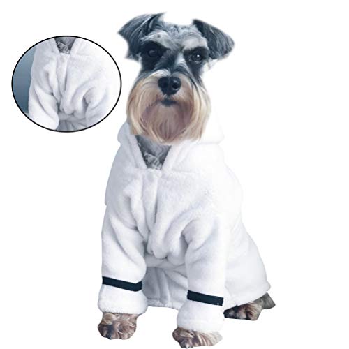 POPETPOP Ropa para Perros Sudadera con Capucha para Mascotas Bata de Baño de Secado Rápido Absorbente Bata Caliente Duradera con Capucha Camisón Albornoz Ropa de Dormir para Mascotas de Viaje