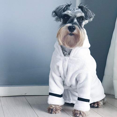 POPETPOP Ropa para Perros Sudadera con Capucha para Mascotas Bata de Baño de Secado Rápido Absorbente Bata Caliente Duradera con Capucha Camisón Albornoz Ropa de Dormir para Mascotas de Viaje