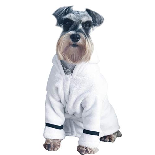 POPETPOP Ropa para Perros Sudadera con Capucha para Mascotas Bata de Baño de Secado Rápido Absorbente Bata Caliente Duradera con Capucha Camisón Albornoz Ropa de Dormir para Mascotas de Viaje