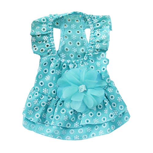 POPETPOP Vestido tutú para perro, vestido de flores, vestido de princesa, para mascotas, gato, talla XL (azul)