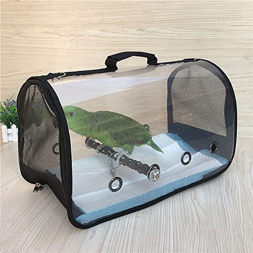 Portador de pájaros transparente Jaula de viaje portátil para loros Ligero y transpirable 360 ° Excursiones al aire libre Mochila de viaje para pájaros Bolsa para pájaros para mascotas de loros y pe