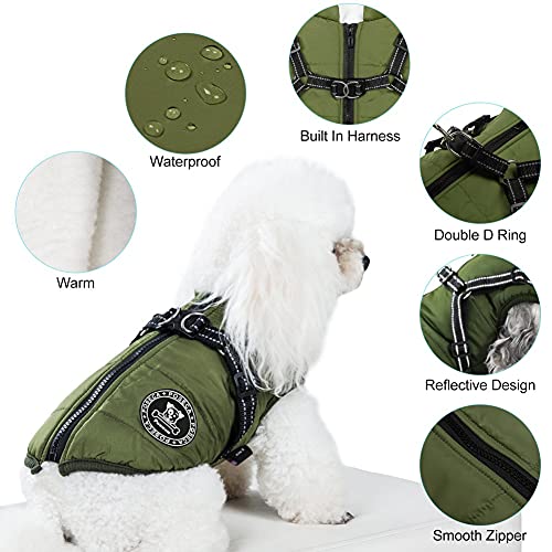 Poseca Ropa para Perros para Perros pequeños Abrigo para Perros Chaqueta de Invierno Ropa para Perros Abrigo para Perros Chaqueta para Perros de Invierno cálido con arnés para Perros pequeños