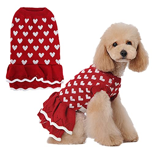 Poseca Suéter para Perros Vestido para Perros pequeños Suéter para Cachorros Invierno Perro Princesa Vestido Faldas para Cachorros Gato Perro Suéter Suéter Prendas de Punto Abrigo Ropa