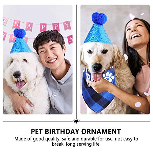 PRETYZOOM Perro Cumpleaños Bandana Triángulo Bufandas Perrito Fiesta de Cumpleaños Sombrero Estampado a Cuadros para Mascota Gato Cachorro Gatito Cumpleaños Disfraz Accesorios