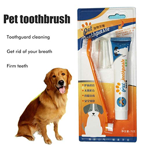 Prevessel Pasta de Dientes para Mascotas Suministros de Limpieza de Pasta de Dientes Comestible Saludable Suministros de Cuidado Bucal para Mascotas con Cepillos de Dientes para Mascotas