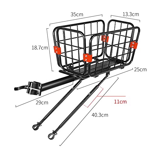 primrosely Cesta de bicicleta trasera de malla de alambre extraíble delantera y trasera cesta colgante de bicicleta inoxidable ajustable para estudiantes/montañismo/cámara