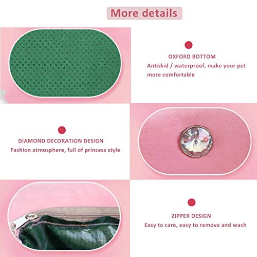 Princesa Cama De Gato para Gatos De Interior, Ultra Suave Cómodo Cama De Perro con Anti-Resbalón Y Agua-Fondo Resistente Cama De Mascota-Rosado-56×40cm(22×15.7in)