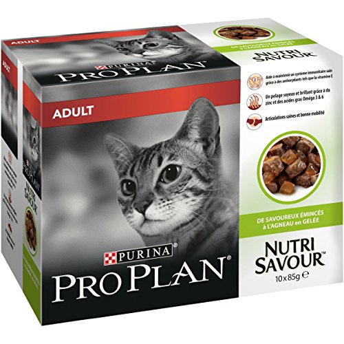 Pro Plan Nutrisavour - Bolsa de Comida para Gatos Adulto, 10 x 85 g